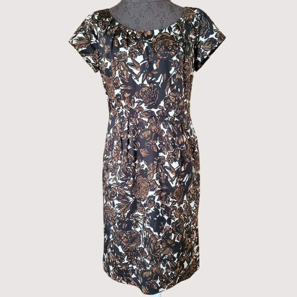 Talbots Brown Floral Print Stretch Dress Size 6